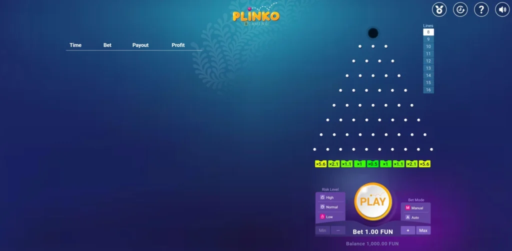 Plinko game board preview for Canadian players